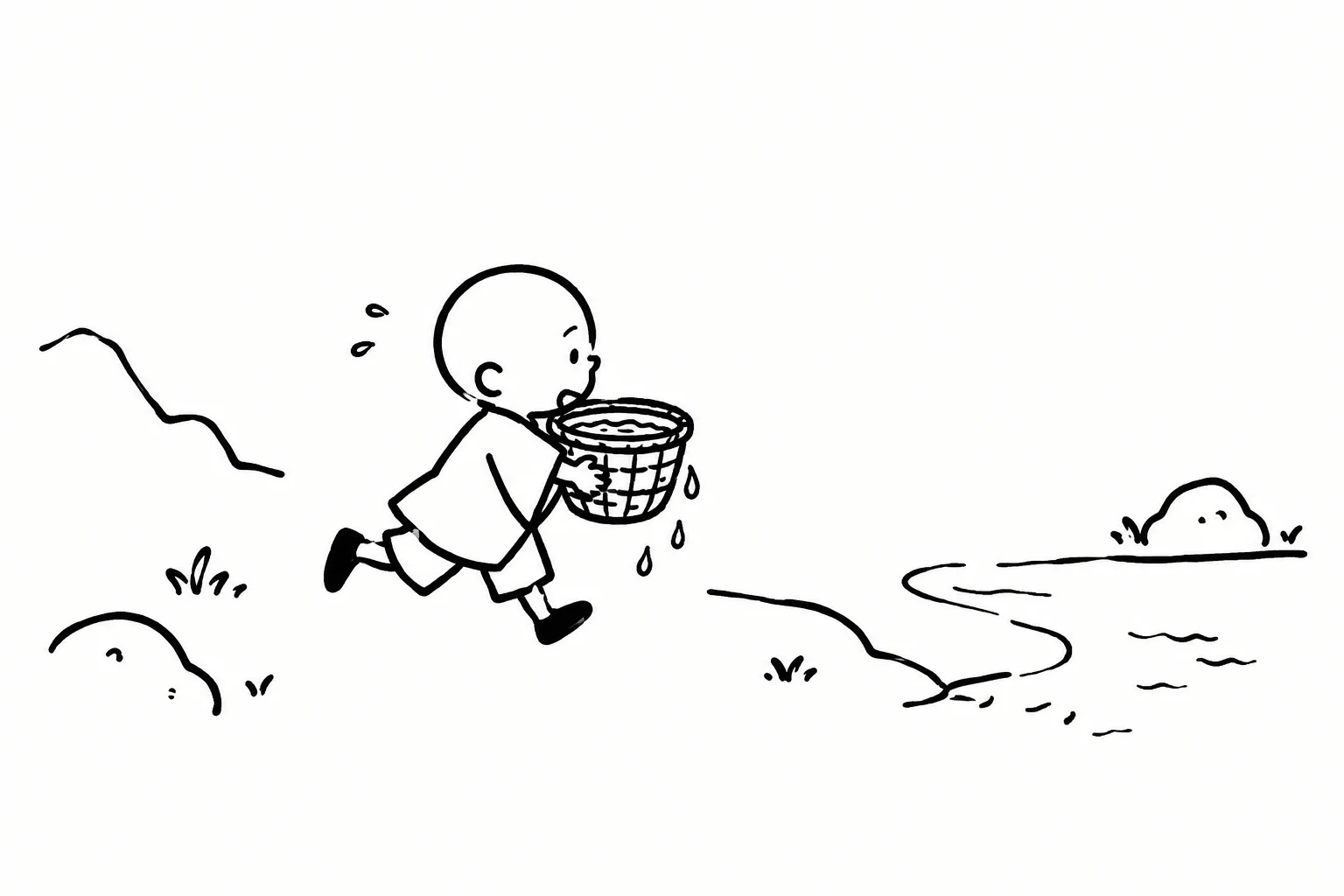Monk Child Fetching Water